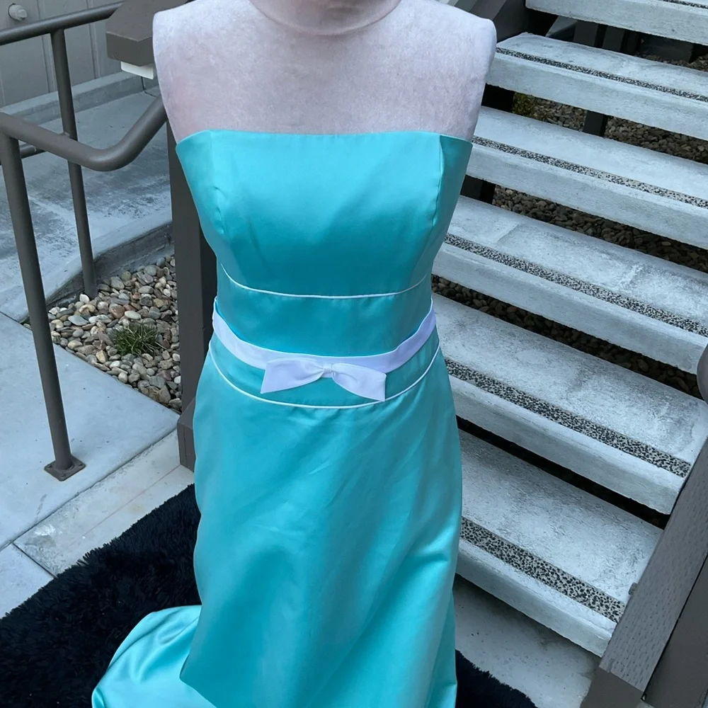 Alfred Angelo teal green strapless NWT prom dress 14 - Picture 1 of 15